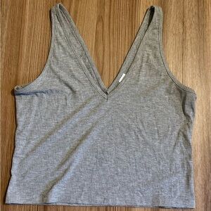 Gray Ribbed Tank Top